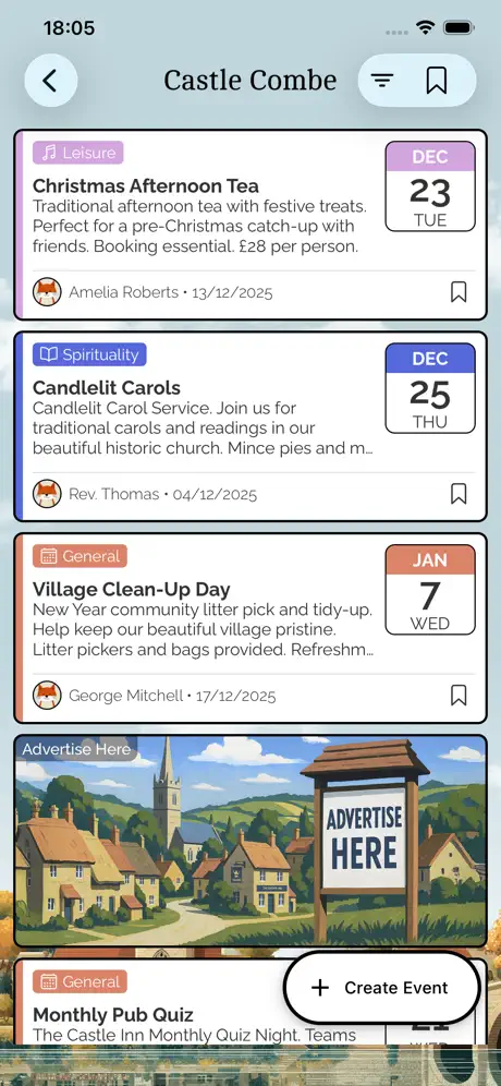 Villageboard app screen 2