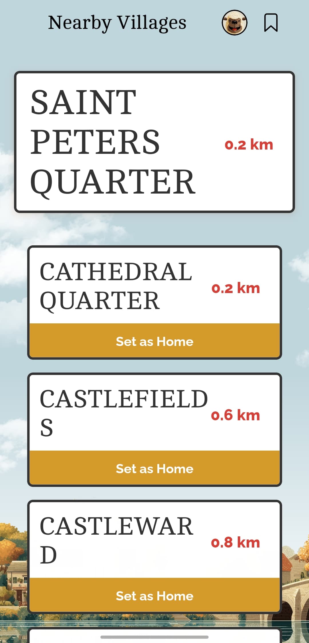 Villageboard app screen 1