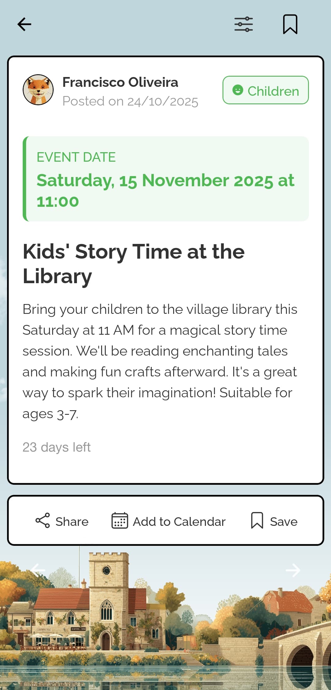 Villageboard app screen 3